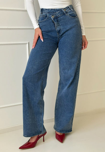 OP=OP.49.NL Denim Stretch Jeans met Kruislings Sluitdetail