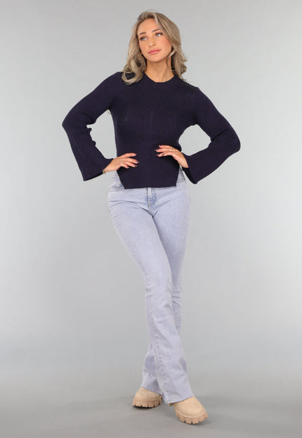 OP=OP! Navy Rib Trui met Wijde Mouwen