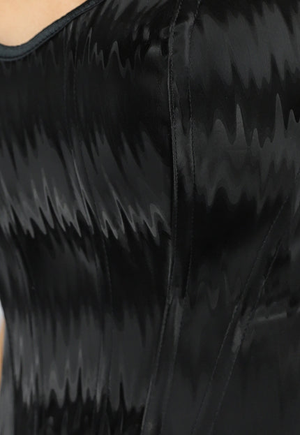 OP=OP! Zwarte Glanzende Korset Top