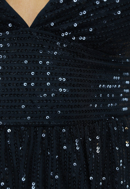 OP=OP! Zwarte Pailletten Jurk met Veterdetail