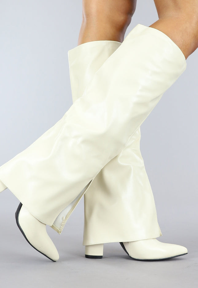 OP=OP! Lange Crème Gevouwen Laarzen