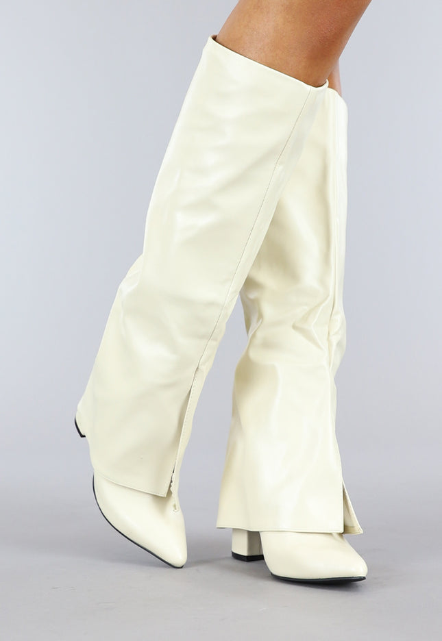 OP=OP! Lange Crème Gevouwen Laarzen