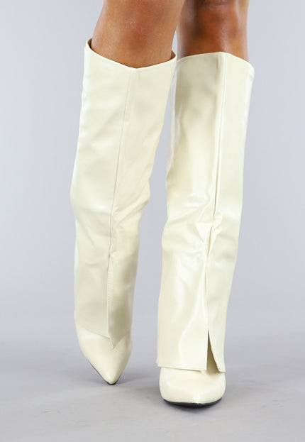 OP=OP! Lange Crème Gevouwen Laarzen