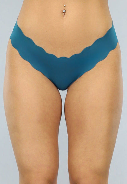 OP=OP! Naadloze Petrol Slip met Geschulpte Randen