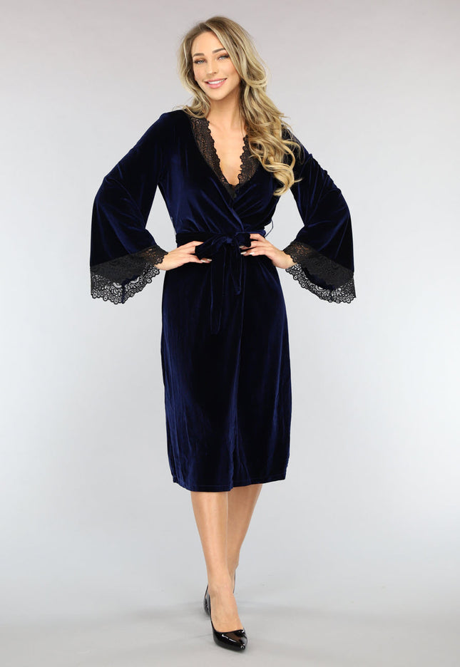 OP=OP! Navy Velours Kamerjas met Zwart Kant
