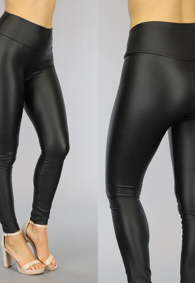 OP=OP! Basic Zwarte High Waist Lederlook Legging