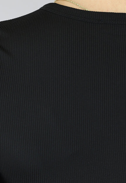 OP=OP! Basic Zwarte Rib Midi Jurk