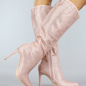 OP=OP! Lange Rosé Gouden Glitter Laarzen