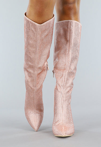 OP=OP! Lange Rosé Gouden Glitter Laarzen