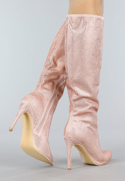 OP=OP! Lange Rosé Gouden Glitter Laarzen
