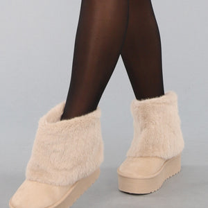 OP=OP! Beige Zachte Overslag Laarsjes