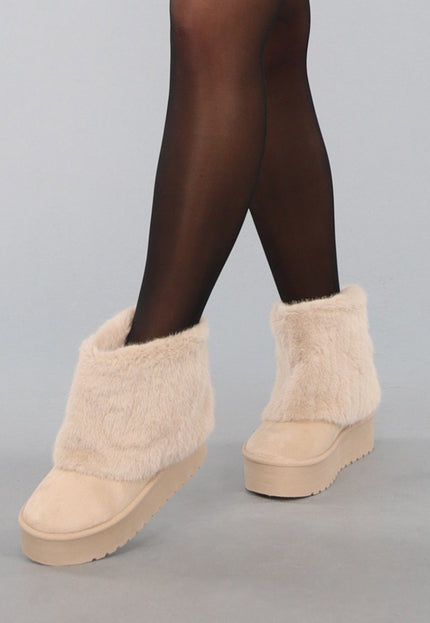 OP=OP! Beige Zachte Overslag Laarsjes