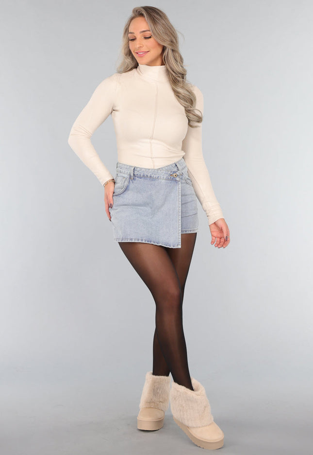 OP=OP! Beige Zachte Overslag Laarsjes