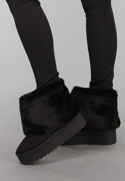 OP=OP! Korte Zwarte Faux Fur Snowboots