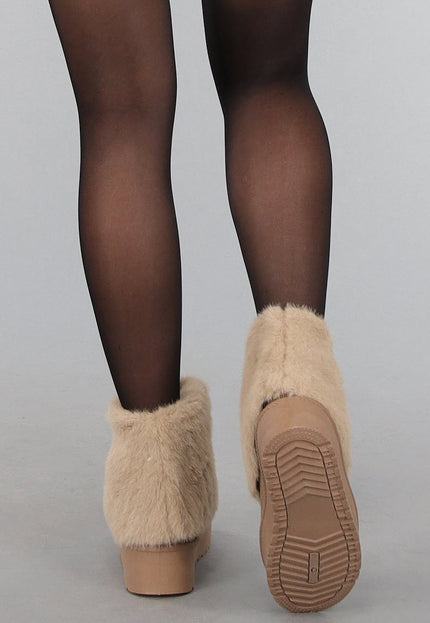 OP=OP! Taupe Overslag Bont Laarsjes