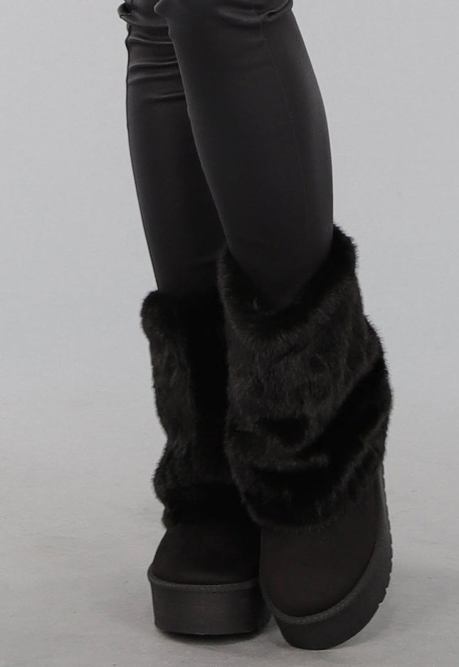 OP=OP! Zwarte Imitatie Bont Snowboots