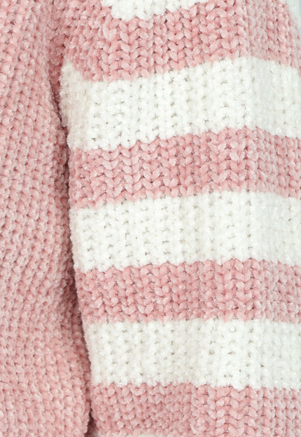 OP=OP! Oudroze Vest met Gestreepte Mouwen