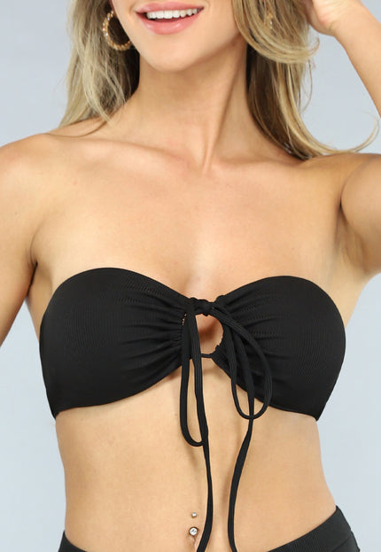 OP=OP! Zwarte Bandeau Bikini Top met Strikdetail