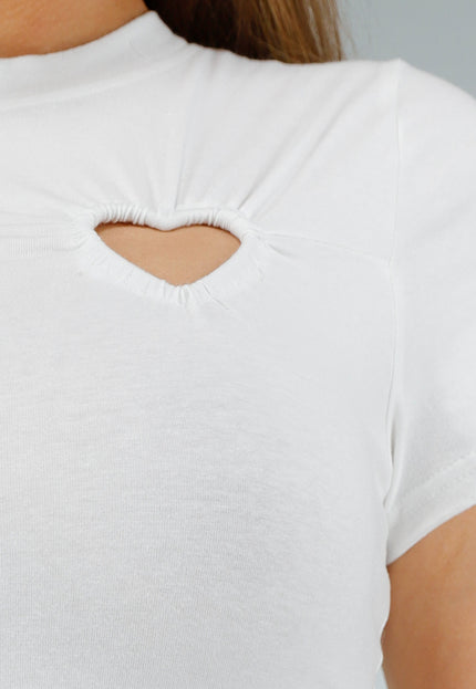 OP=OP.AV.05 Wit Minijurkje met Stretch en Korte Mouwen