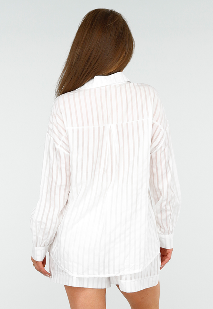 OP=OP.AV.05 Witte Gestreepte Set met Short en Blouse