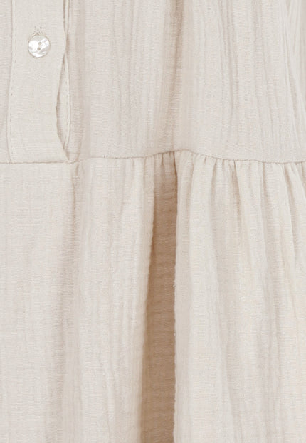 OP=OP.AV.06 Beige Tuniekjurk met Volants