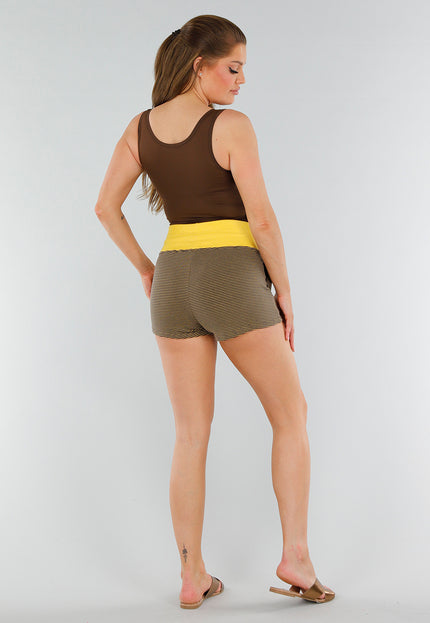 OP=OP.AV.06 Gele High Waist Short met Stretch