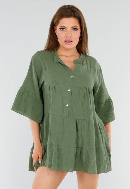 OP=OP.AV.06 Khaki Linnenlook Tuniekjurk