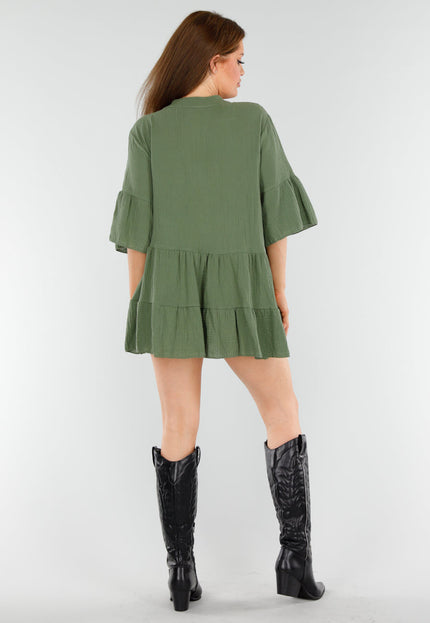 OP=OP.AV.06 Khaki Linnenlook Tuniekjurk