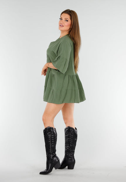 OP=OP.AV.06 Khaki Linnenlook Tuniekjurk