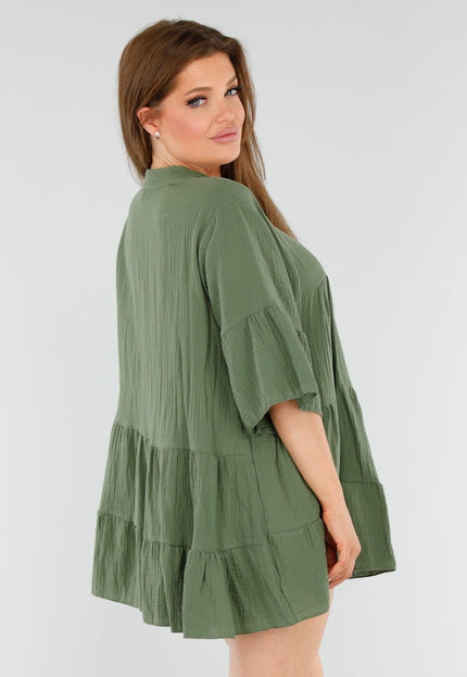 OP=OP.AV.06 Khaki Linnenlook Tuniekjurk