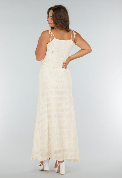 OP=OP.AV.07 Crème Tweedelige Gesmokte Stretch Set