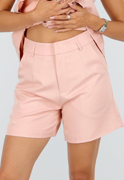 OP=OP.AV.07 Roze Mouwloze Blazer Set met Ceintuur
