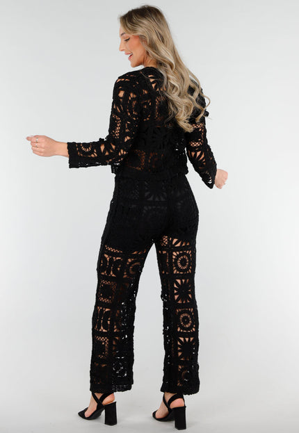 OP=OP.AV.07 Tweedelige Zwarte Gehaakte Vest en Broek