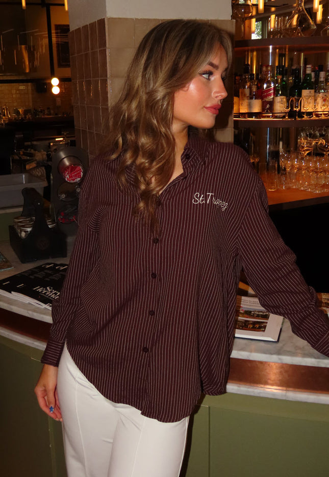 OP=OP.AV.09 Bruin Gestreepte St. Tropez Blouse