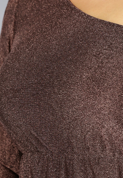 OP=OP.AV.09 Rosé Gouden Top met Enkele Mouw