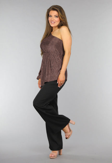 OP=OP.AV.09 Rosé Gouden Top met Enkele Mouw