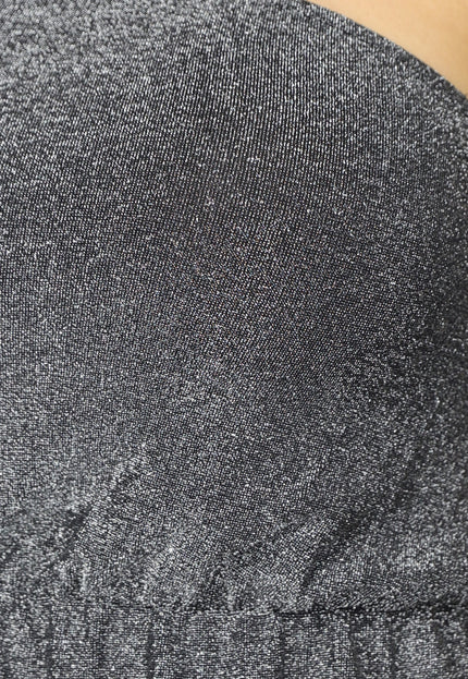 OP=OP.AV.09 Zilveren Asymmetrische One Sleeve Glitter Top