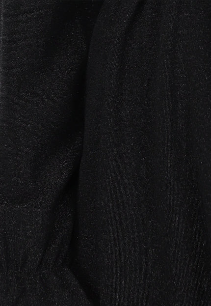 OP=OP.AV.09 Zwarte Asymmetrische Top met Ruffle Mouw