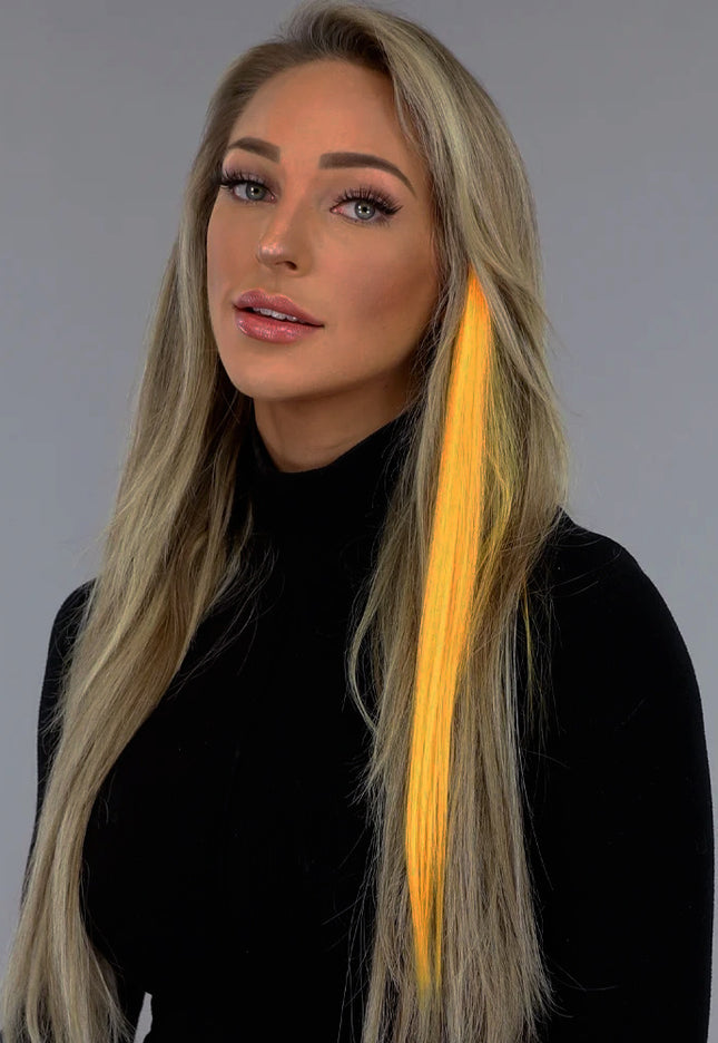 ORANJE-F Clip in Haarextension Neon Oranje