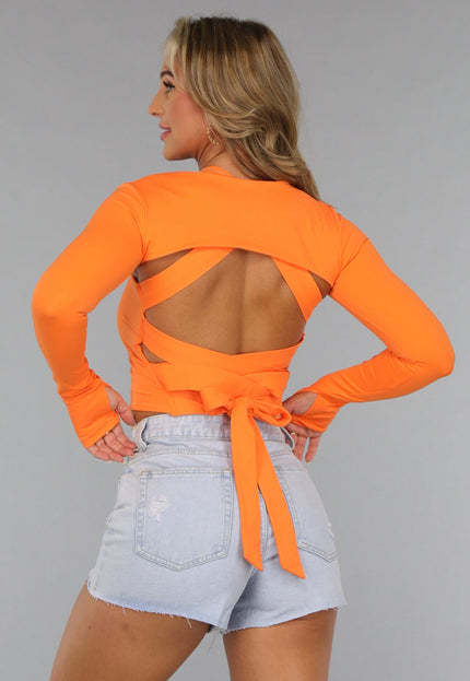 ORANJE-F Fel Oranje Crop Bolero