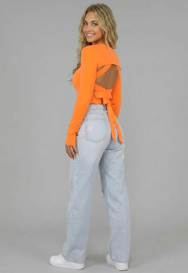ORANJE-F Fel Oranje Crop Bolero