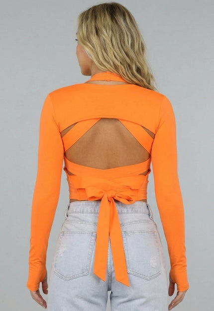 ORANJE-F Fel Oranje Crop Bolero