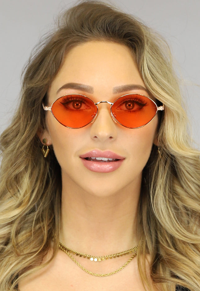 ORANJE-F Gouden Vintage Zonnebril met Oranje Glazen