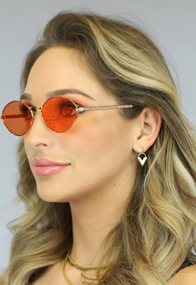 ORANJE-F Gouden Vintage Zonnebril met Oranje Glazen