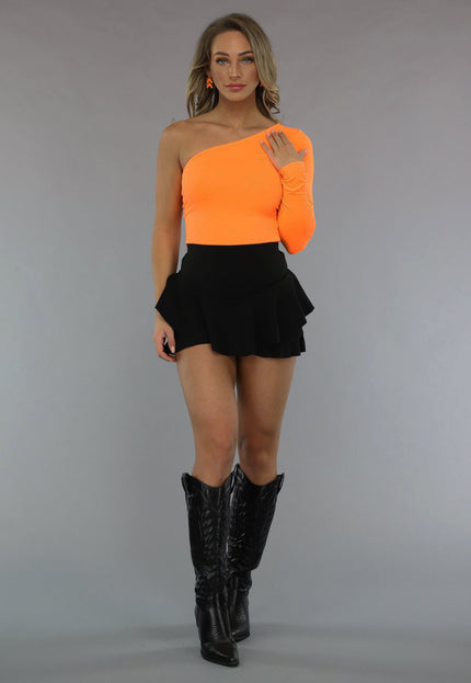 ORANJE-F Neon Oranje One Shoulder Top