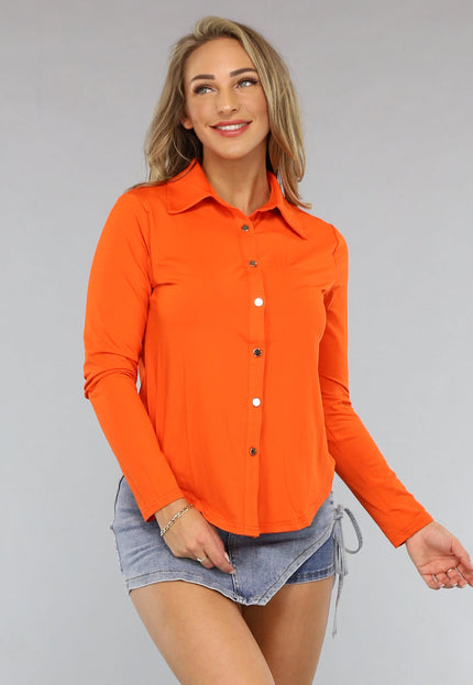 ORANJE-F Oranje Blouse met Gouden Knopen
