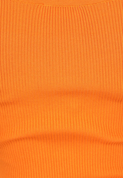 ORANJE-F Oranje Bodycon Jurk met Korte Mouwen