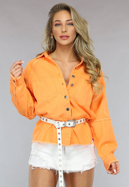 ORANJE-F Oranje Denim Blouse met Zakken