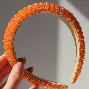 ORANJE-F Oranje Haarband met Kraaltjes