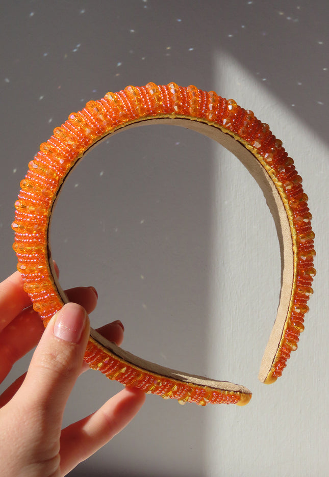 ORANJE-F Oranje Haarband met Kraaltjes